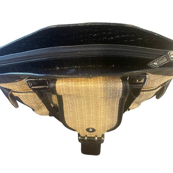 Cole Haan Amanda Straw and Leather Handbag - Picture 6 of 12